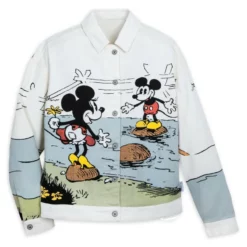 Mickey And Minnie Mouse White Denim Jacket For Adults