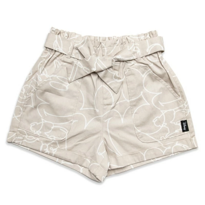Mickey Mouse Cotton Paperbag Waist Shorts For Women