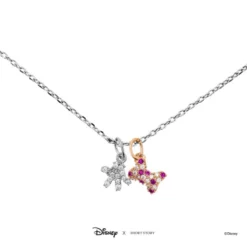 Disney Necklace Diamante Mickey Gloves & Bow, Silver