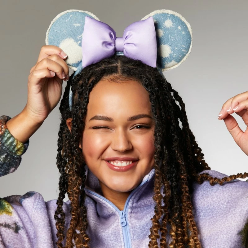 Disney Parks Minnie Mouse Denim And Lavender Ears Headband For Adults - Image 2